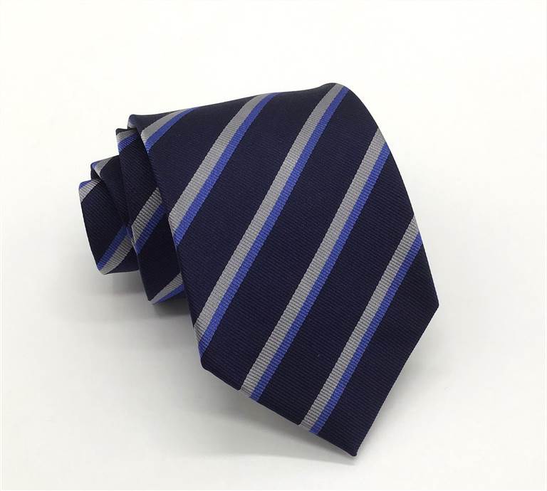 Classic Twill Jacquard Silk Tie - Blue and Silver