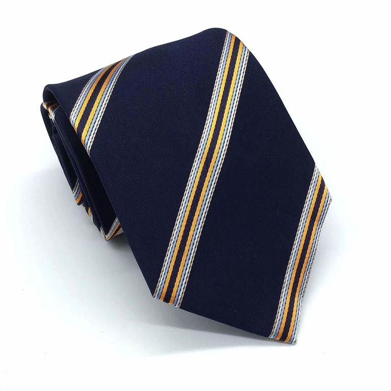 Classic Twill Jacquard Silk Tie - Blue and Yellow