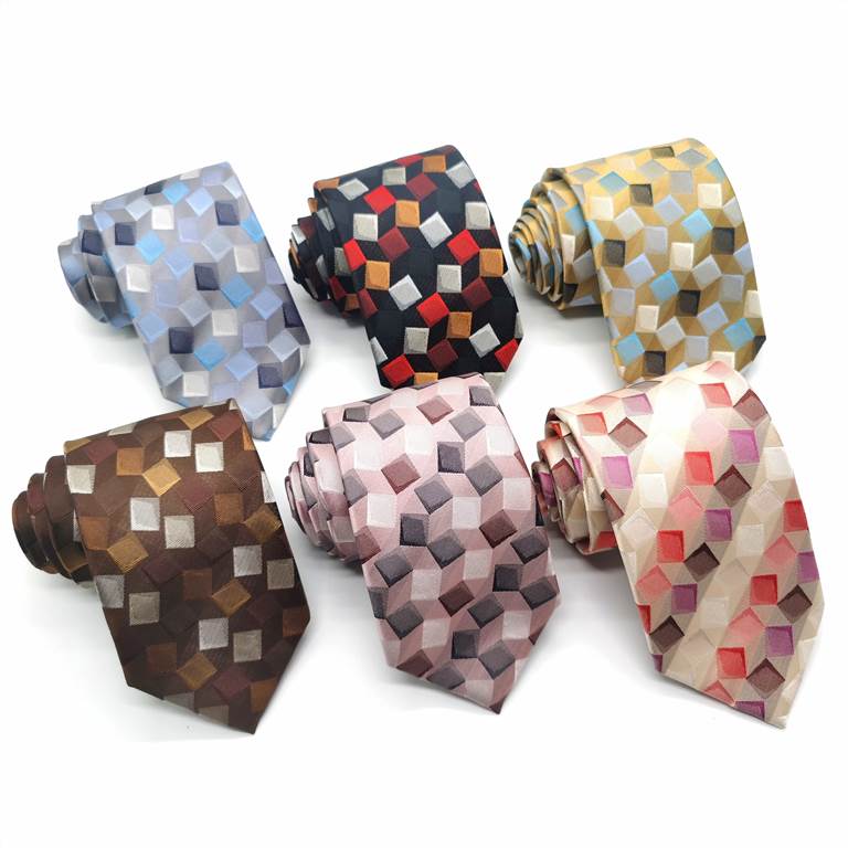 Squared Pattern Colorful Silk Tie