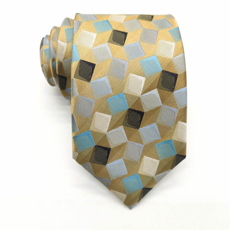 Squared Pattern Silk Tie - Yellow