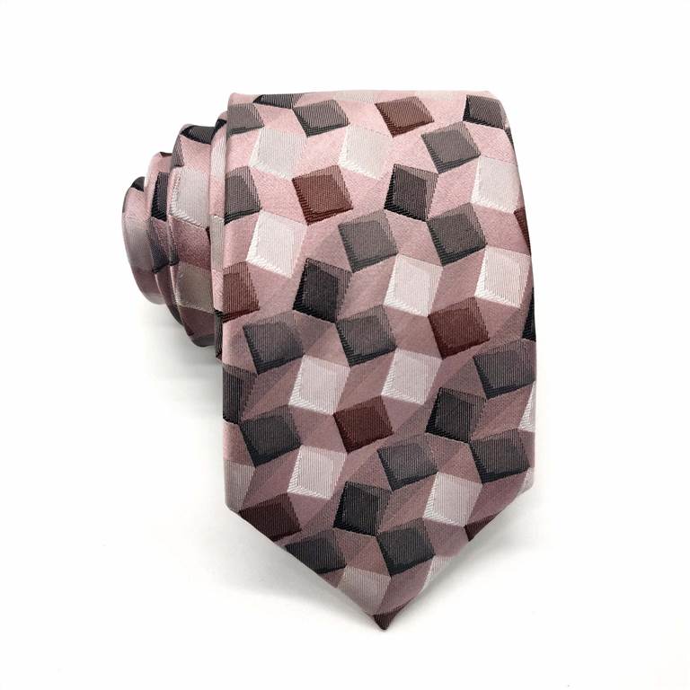Squared Pattern Silk Tie - Pink