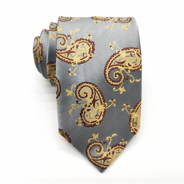 Fashion Paisley Silk Tie - Gray and Brown