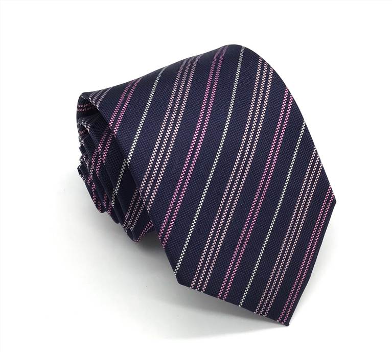 Burgundy Tone Silk Tie - Colorful Diagonal Stripe