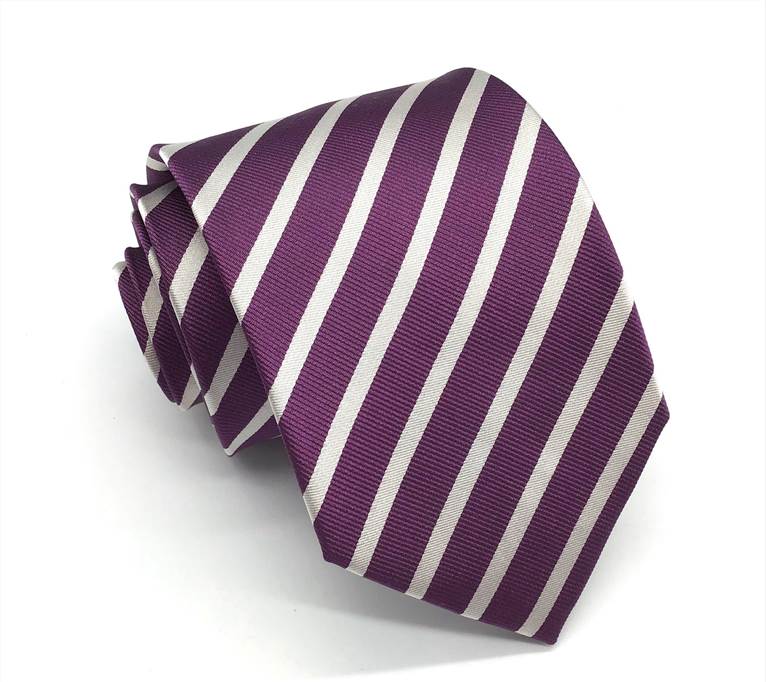 Burgundy Tone Silk Tie - White Diagonal Stripe