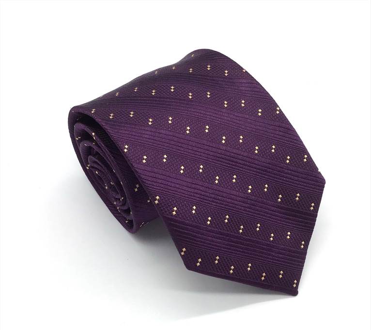 Burgundy Tone Silk Tie - Diagonal Stripe and Small Squares