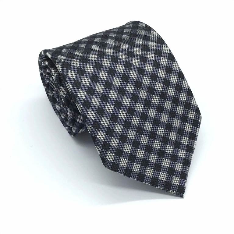 Grid Pattern Silk Tie - Small Squares