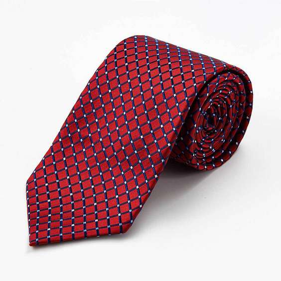 Elegant Male Business Jacquard Silk Tie - Blue Pin Check Pattern