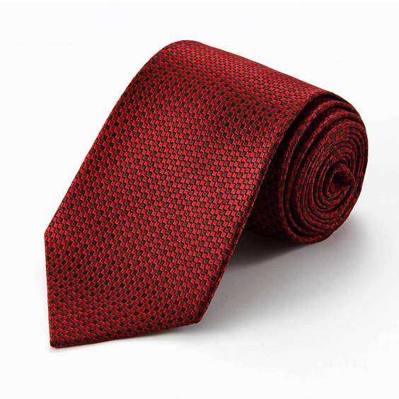 Elegant Male Business Jacquard Silk Tie - Red Grid Pattern