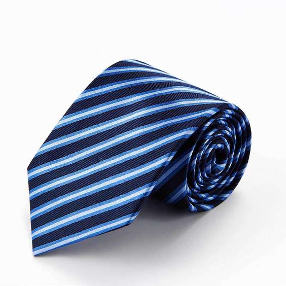 Classic Stripe Pattern Jacquard Silk Tie - Light Blue Stripe