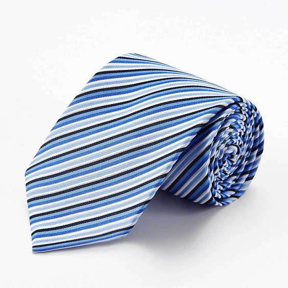 Classic Stripe Pattern Jacquard Silk Tie - Thin White Stripe