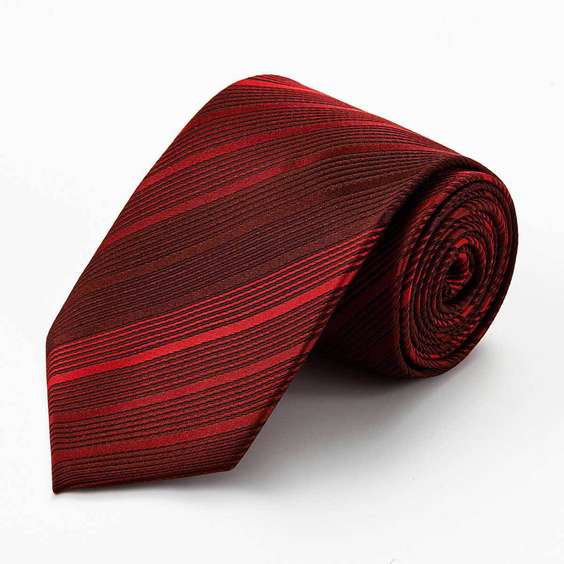 Classic Stripe Pattern Jacquard Silk Tie - Dark Red Tie with Stripe Pattern