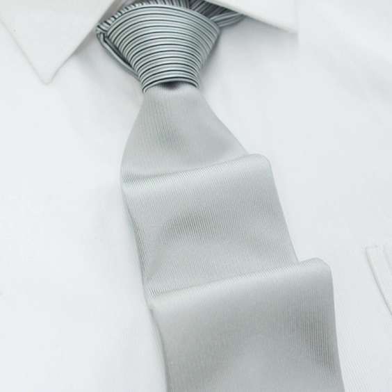 Color blocking and Patchwork Silk Tie - Gray Stripe and Silver