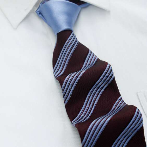 Color blocking and Patchwork Silk Tie - Vintage Red Stripe and Light Blue