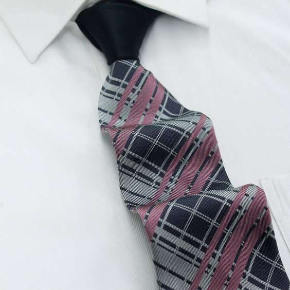 Color blocking and Patchwork Silk Tie - Vintage Red and Pink Stripe