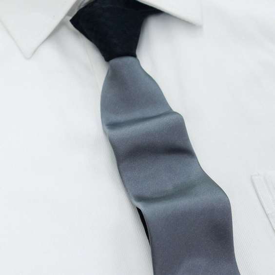 Color blocking and Patchwork Silk Tie - Pure Black and Pure Gray
