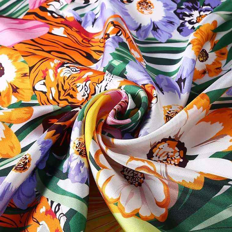 Tigers and Glorious Blooms Silk Scarf - Presenting Details