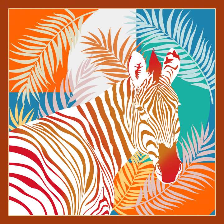 Zebra Silk Scarf - Dominant Orange