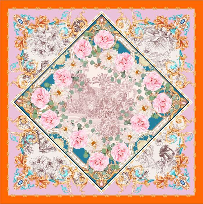 Vintage Pattern Silk Scarf