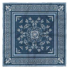 Exotic Pattern Silk Scarf - Vintage Blue