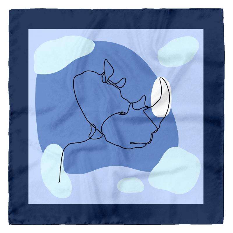 Animal and Figure Silk Scarf - Rhinoceros