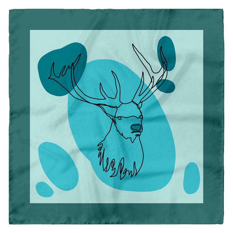 Animal and Figure Silk Scarf - Elk