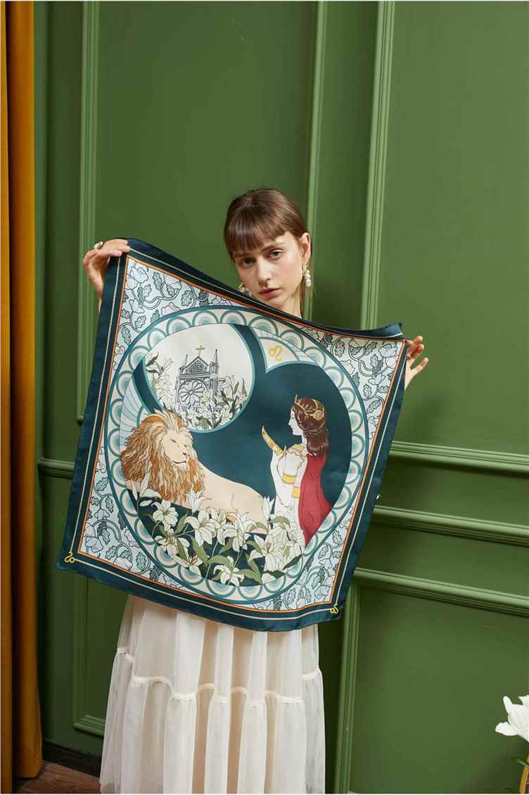 Leo Silk Scarf - Model Presenting