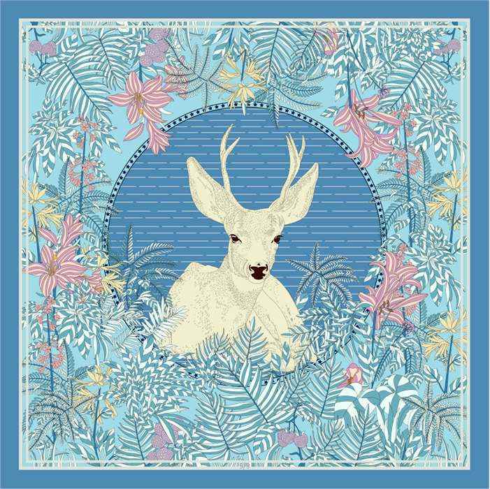 Elk Silk Scarf - Light Blue