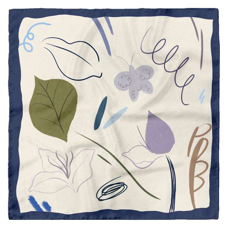 A Sketch of Nature Silk Scarf - Dark Tone