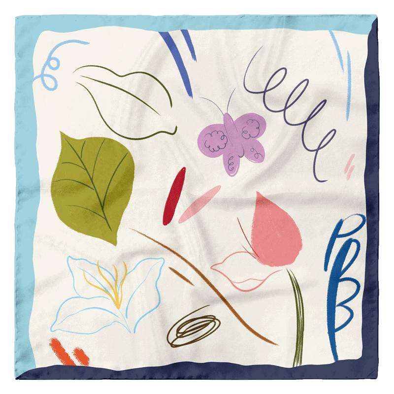 A Sketch of Nature Silk Scarf - Bright Tone