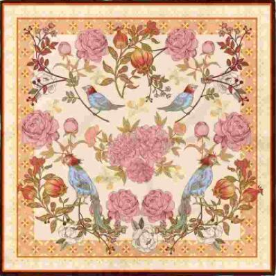 Birds and Flowers Silk Scarf