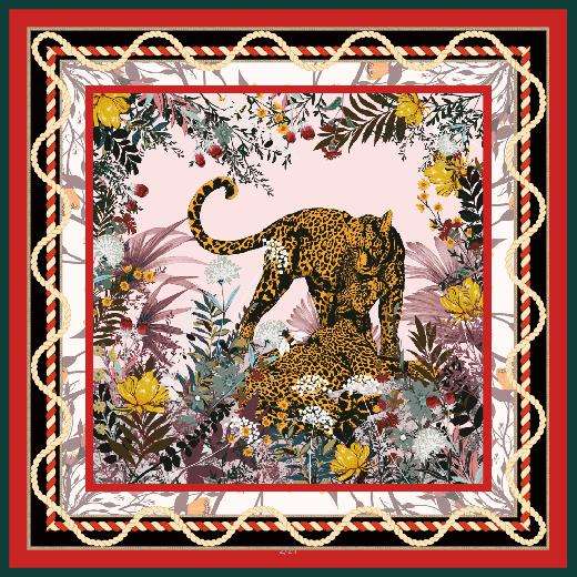 Fragrant Savanna Silk Scarf - Red Tone Pattern