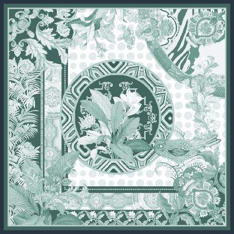 A Remarkable Encounter with Celadon Silk Scarf - Green Tone Pattern