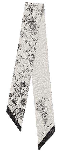 Flowers Dairy Silk Skinny Scarf - Elegant Pattern