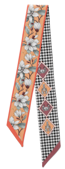 Flowers Serenade Silk Skinny Scarf - Magnolia Blooms