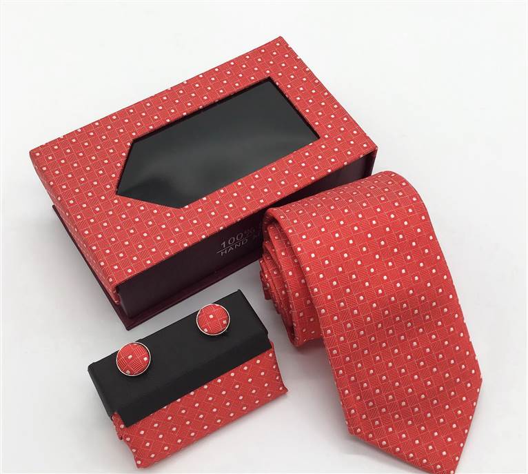 Small Polka Dots Pattern Tie Set - Red