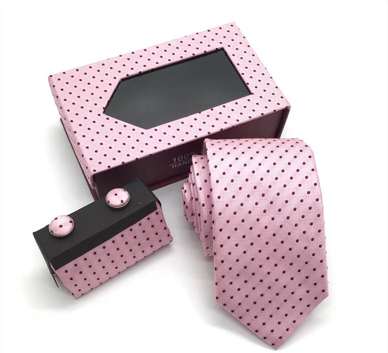 Small Polka Dots Pattern Tie Set – Pink