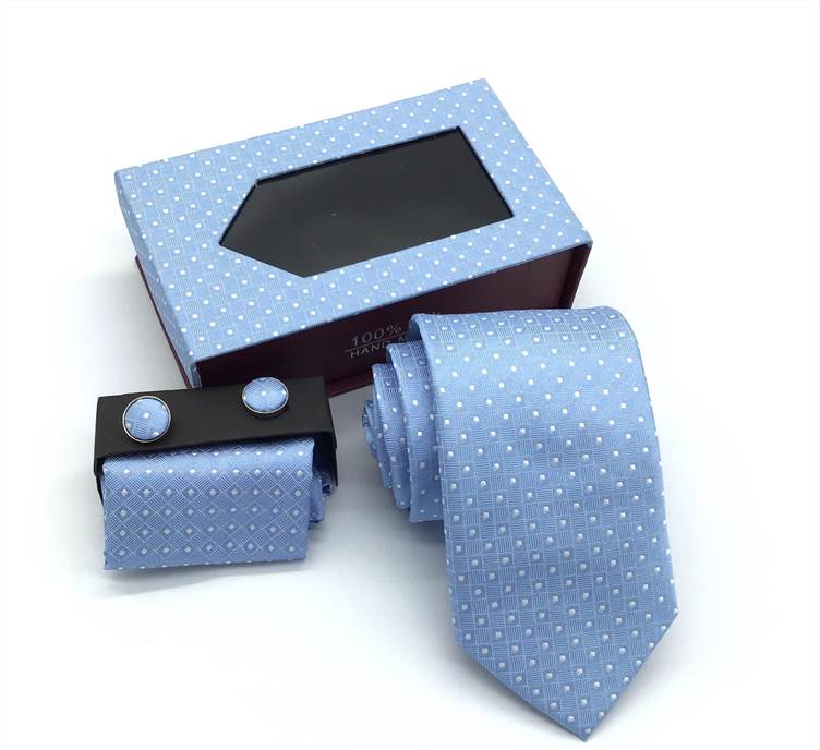 Small Polka Dots Pattern Tie Set – Light Blue