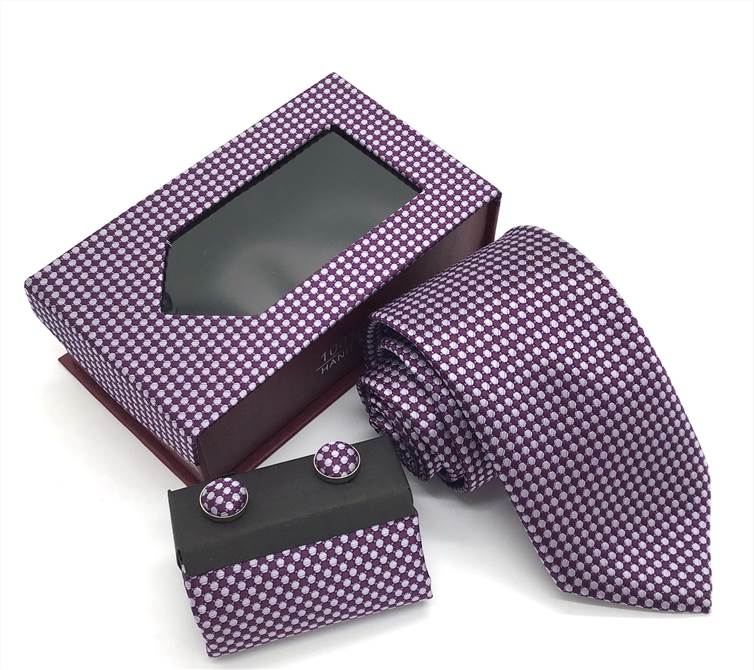 Tandem Pattern Dotted Tie Set of Men - Purple