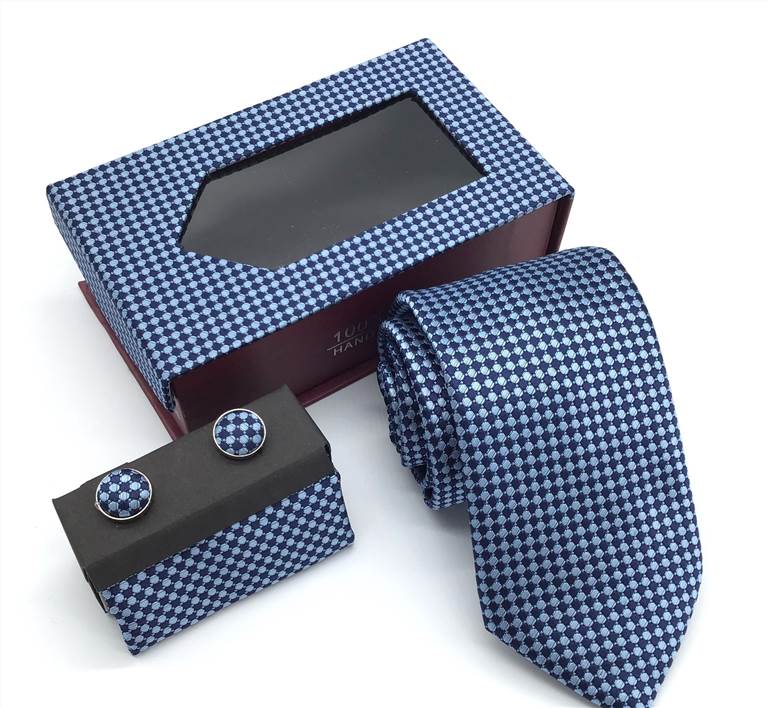 Tandem Pattern Dotted Tie Set of Men - Blue