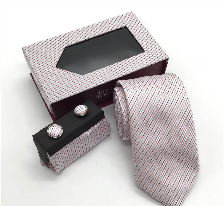 Two-Tone Twill Woven Tie Set - Pink