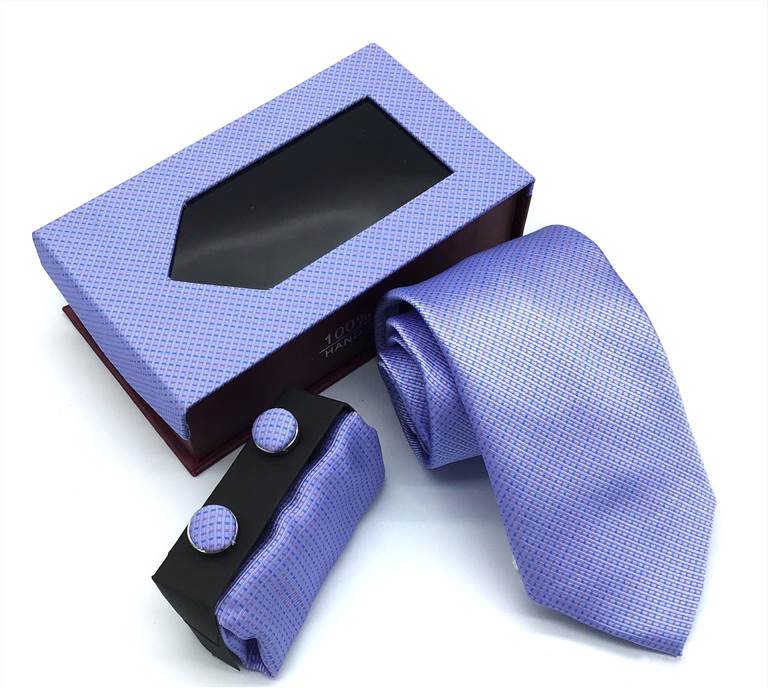 Two-Tone Twill Woven Tie Set - Violet