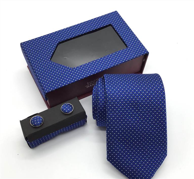 3-Piece Patterned Polyester Tie Set - Bright Blue