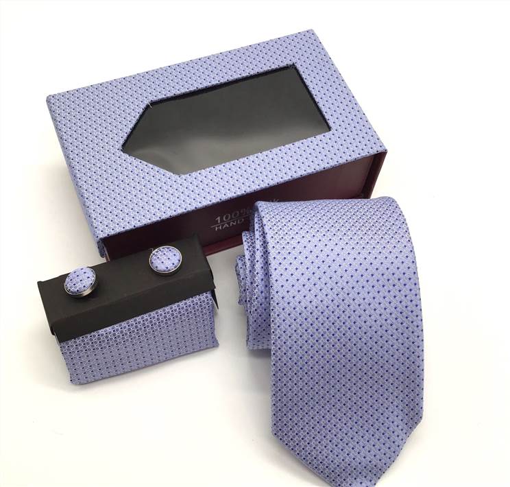 3-Piece Patterned Polyester Tie Set - Violet