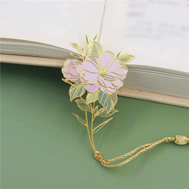 Flower Series Metal Bookmark - Pink Rose