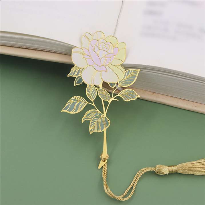 Flower Series Metal Bookmark - White Rose