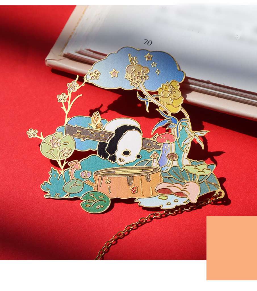 Playing Animals Metal Bookmark - Playing Panda