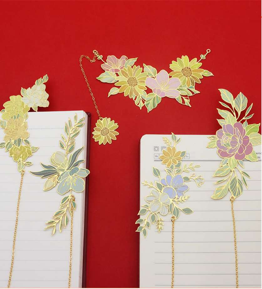 Floral Theme Metal Bookmark