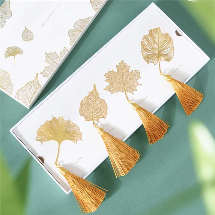 Hollowing Leaf Metal Bookmark - Gold Set