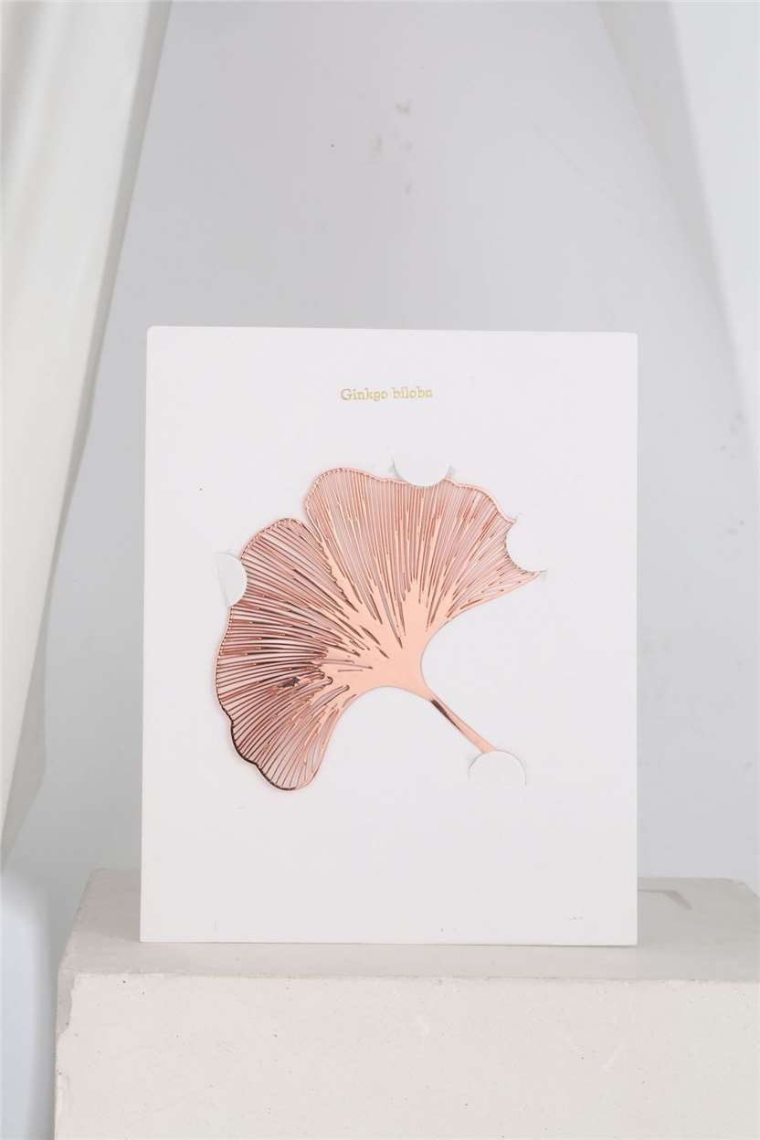 Hollowing Leaf Metal Bookmark - Rose Gold Ginkgo Leaf