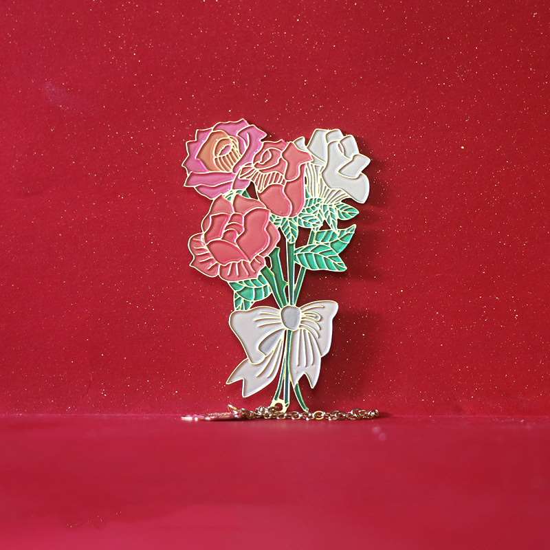 Fresh Flowers Metal Bookmark - Four Roses